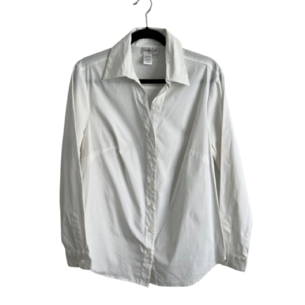 Women’s Coldwater Creek White Dress Shirt Classic Fit Cotton Blend Work Attire M